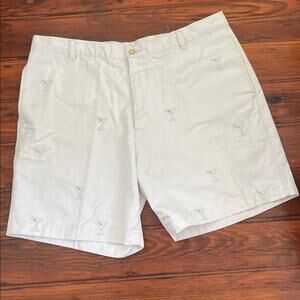 Barry Bricken Martini Glass embroidered flat front dress chino shorts sz 40
